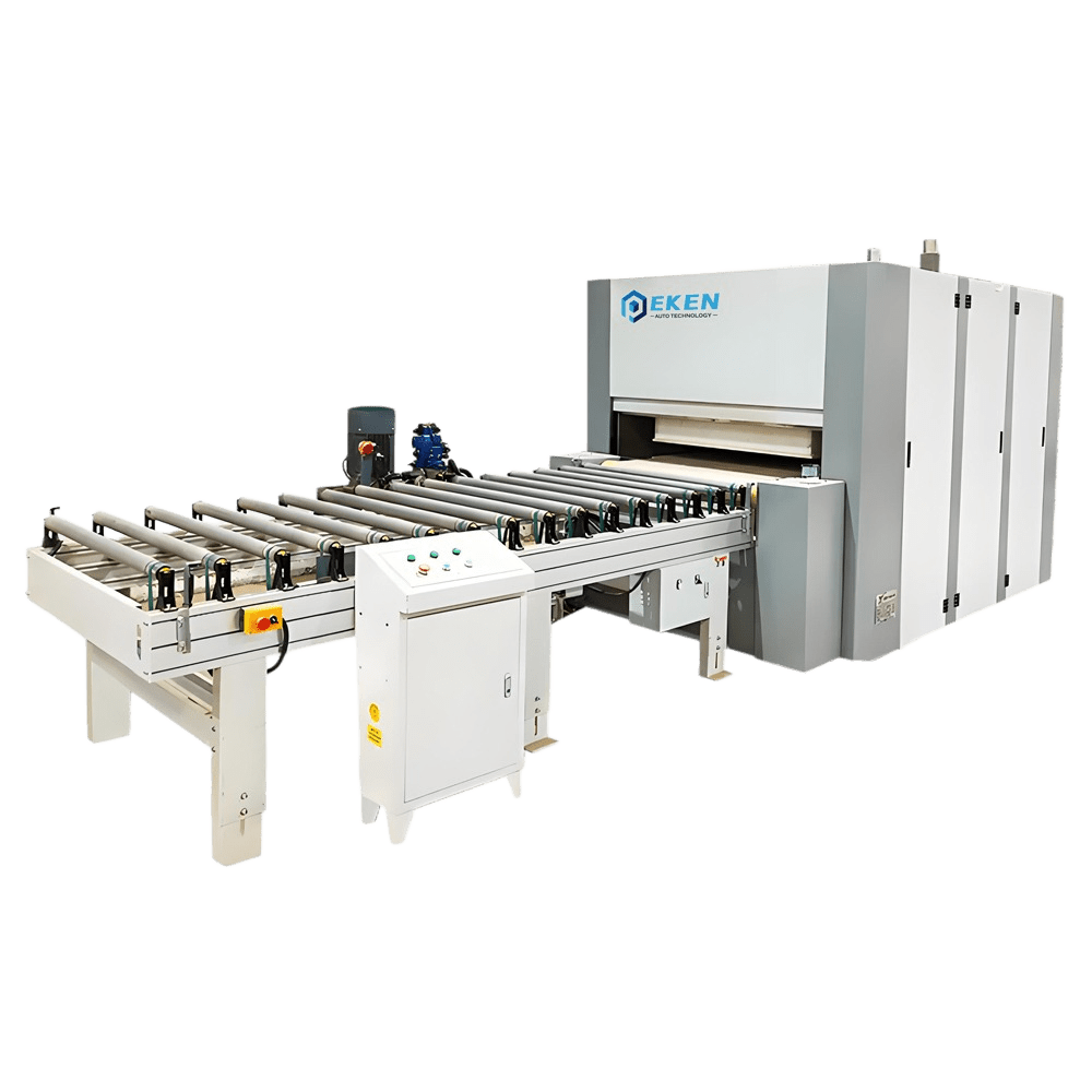 Eken YB-60 industrial microwave press rapidly heating and pressing laminated panels or profiles within its sealed chamber